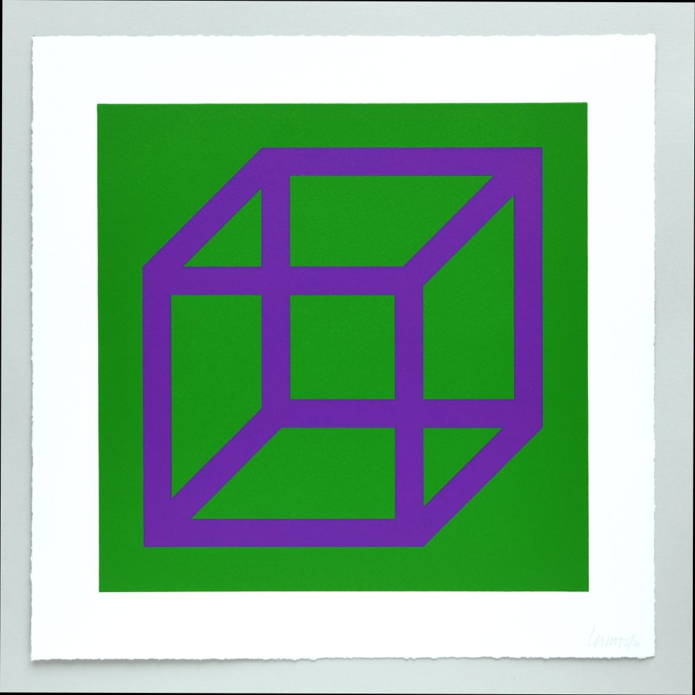 Linoincisione Lewitt - Open Cube in Color on Color Plate 30