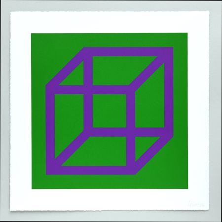 Linoincisione Lewitt - Open Cube in Color on Color Plate 30