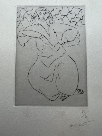 Incisione Matisse - Orientale assis, voile sur la tete    /  Oriental seated, veil on the head