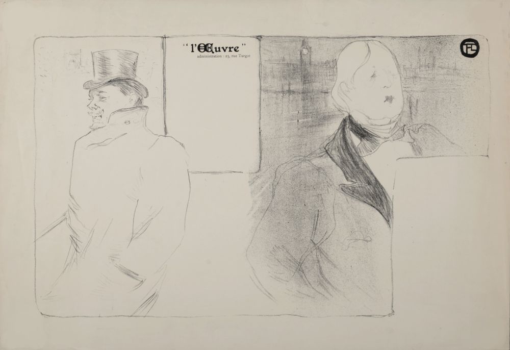 Litografia Toulouse-Lautrec - Oscar Wilde et Romain Coolus, Programme pour Raphaël et Salomé, 1896 – Rare!