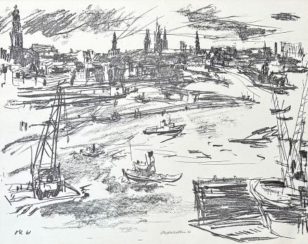 Litografia Kokoschka - Oskar Kokoschka (1886–1980) - Port of Hamburg - Lithograph on paper - 1961