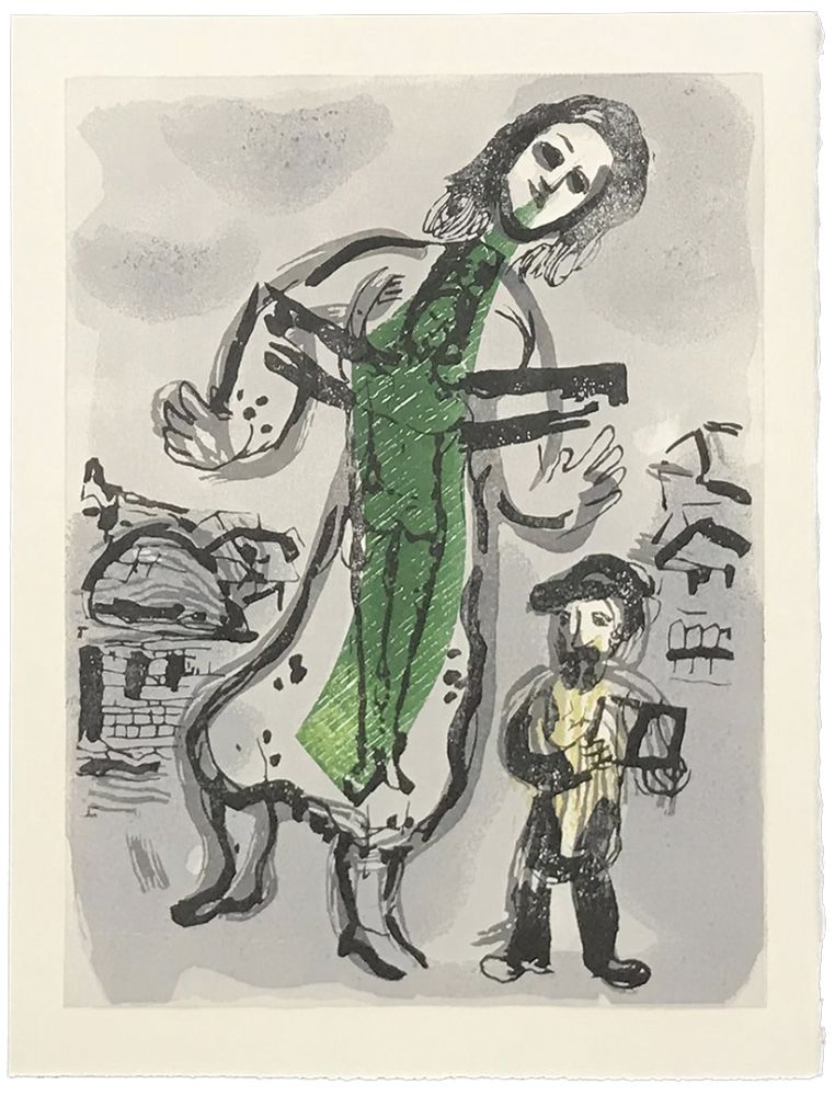Incisione Su Legno Chagall - OU EST LE JOUR (