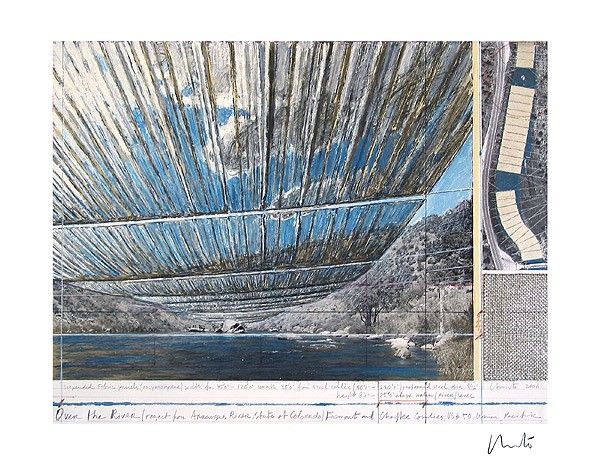 Litografia Christo - Over The Arkansas River, Project U