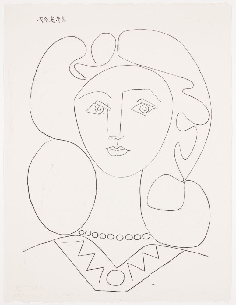 Litografia Picasso - Pablo Picasso- La Femme au Collier, Portrait of Françoise, 1947