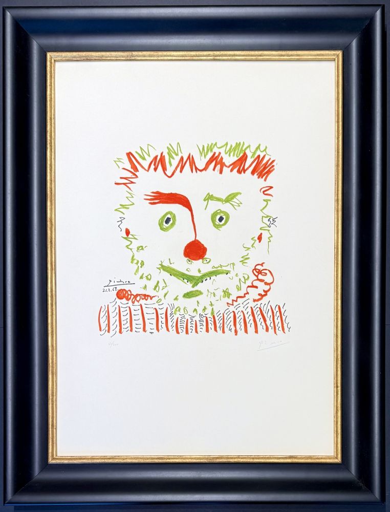 Litografia Picasso - Pablo Picasso(1881–1973) – Clown – Color lithograph on Arches paper – 1968
