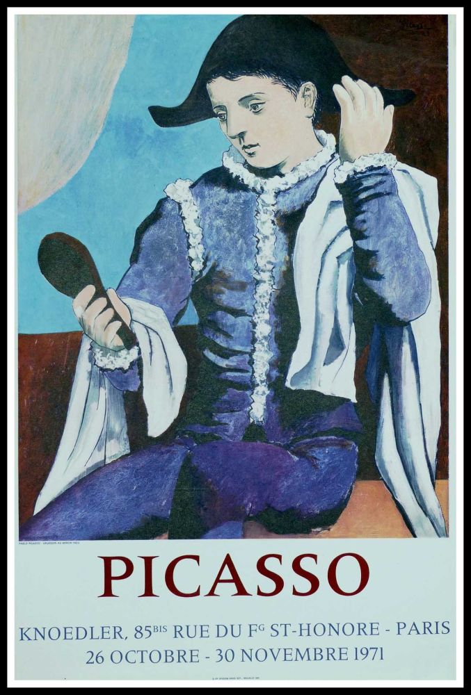 Manifesti Picasso - PABLO PICASSO GALERIE KNOEDLER L'ARLEQUIN AU MIROIR 