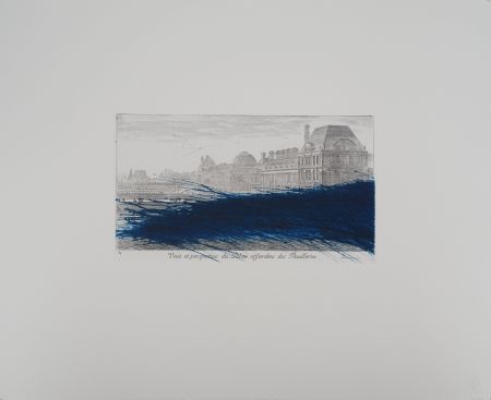 Incisione Rainer - Paris, Hommage au Louvre en bleu