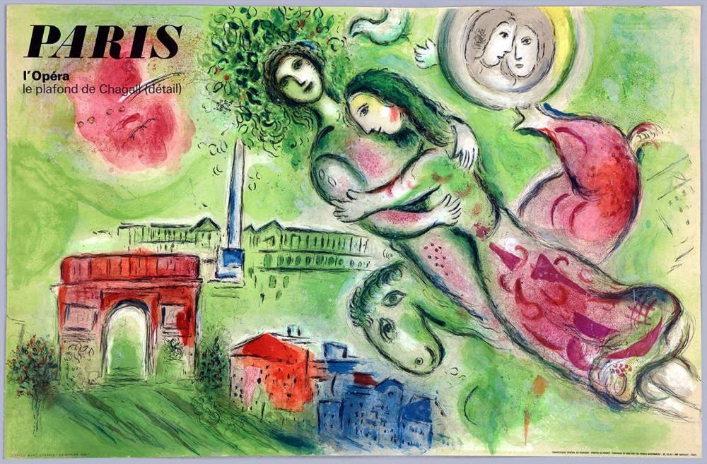 Litografia Chagall - PARIS. L'OPÉRA. Romeo et Juliette. Le Plafond de l'Opéra de Paris (1964) 