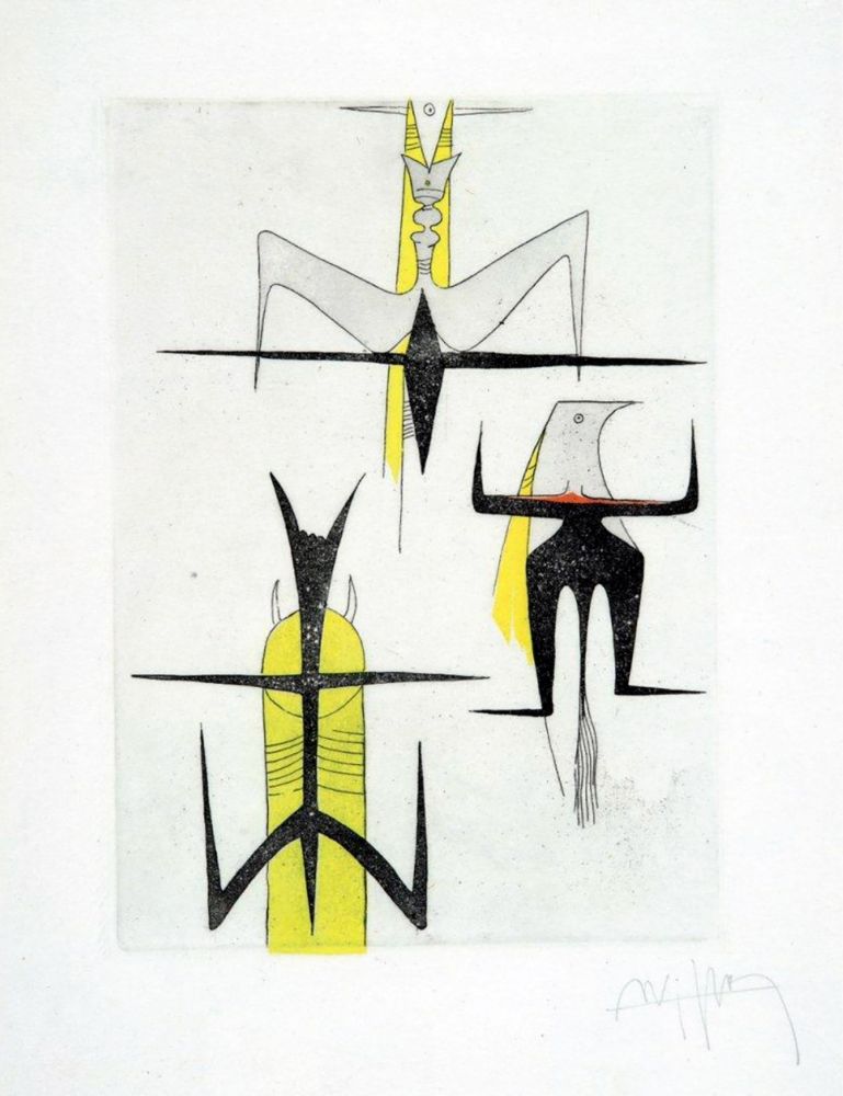 Acquaforte E Acquatinta Lam - PAROLES PEINTES (1959) 10 gravures originales de Max Ernst, Jacques Hérold, Wifredo Lam, Sébastian Matta et DorotheaTanning. Poèmes d’Alain Bosquet.