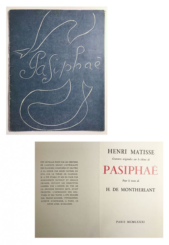 Libro Illustrato Matisse - Pasiphae - Livret de présentation en reproduction