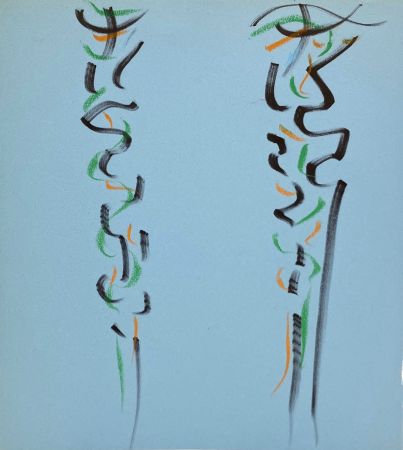 Non Tecnico Debré - Pastels sur papier bleu, 1991. 