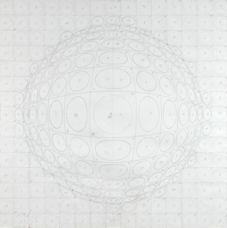 Litografia Vasarely - Pattern for a silk print