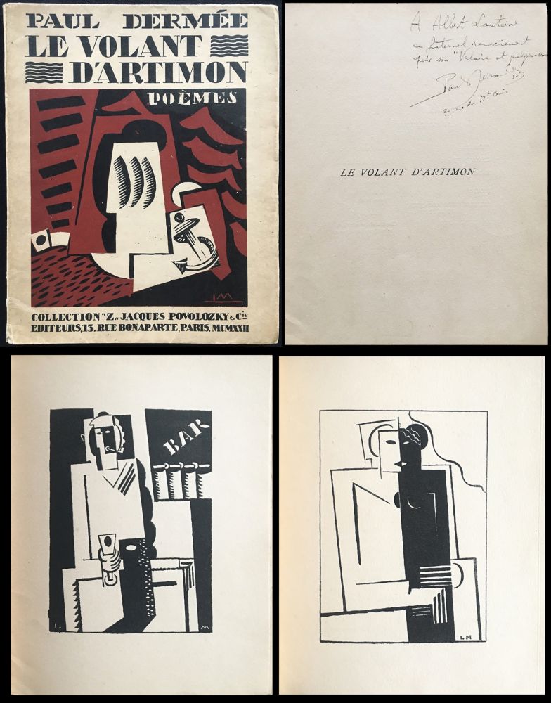 Libro Illustrato Marcoussis - Paul Dermée : LE VOLANT D'ARTIMON. POÈMES. Exemplaire avec envoi 