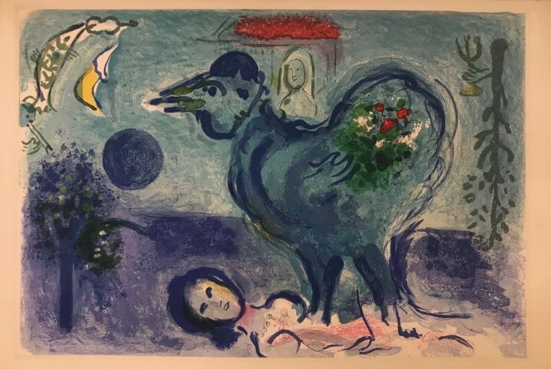 Litografia Chagall - Paysage au coq 