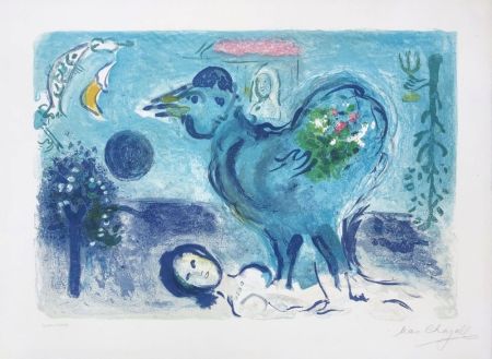 Litografia Chagall - Paysage au coq