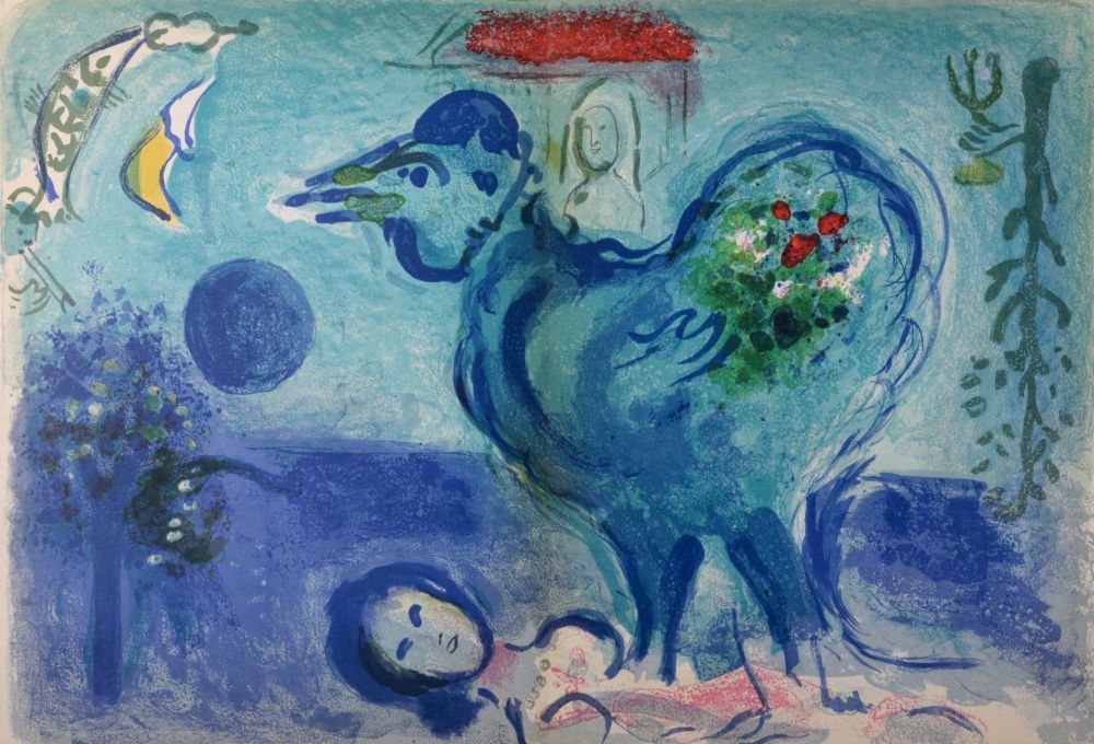 Litografia Chagall - Paysage au Coq, 1958