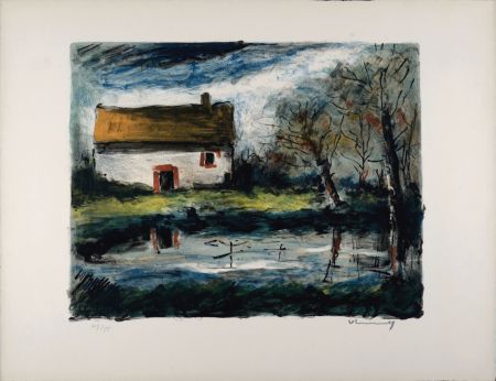 Litografia Vlaminck - Paysage, c. 1955 -  Hand-signed!