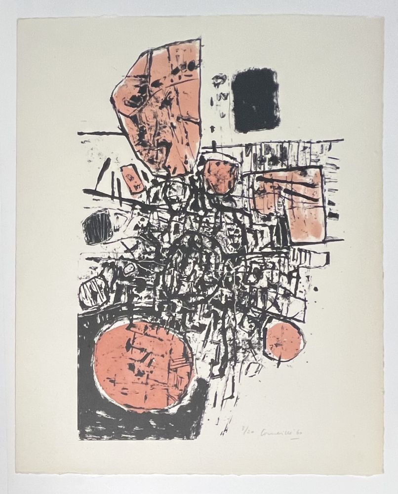 Litografia Corneille - Paysage Minéralogique, 1960 - Pièce Unique Lithographie aquarellée à la main
