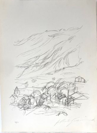 Litografia Giacometti - Paysage à Stampa. 1963.
