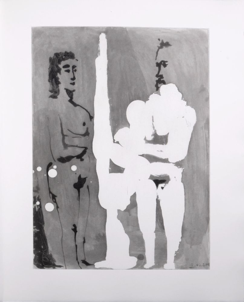 Acquatinta Picasso - Peintre debout à son chevalet avec son modèle, 1966