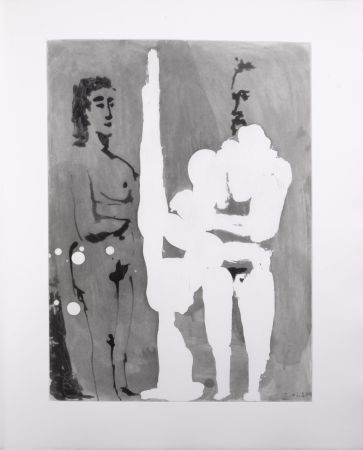 Acquatinta Picasso - Peintre debout à son chevalet avec son modèle, 1966