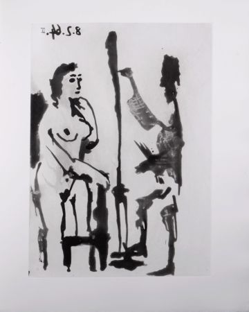 Acquatinta Picasso - Peintre et modèle accoudé, 1966 - A fantastic original  etching (Aquatint) by the Master!