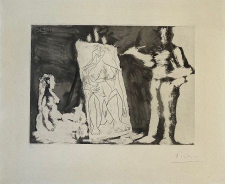 Acquaforte E Acquatinta Picasso - Peintre et sa toile, avec un modèle 