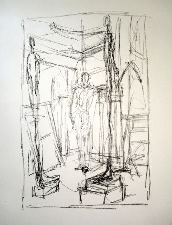 Litografia Giacometti - Personnage dans l’atelier