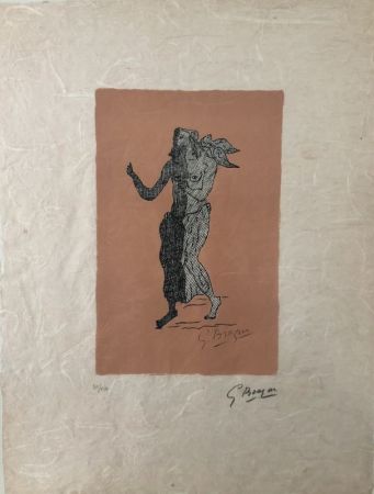Litografia Braque - Personnage sur fond rose 