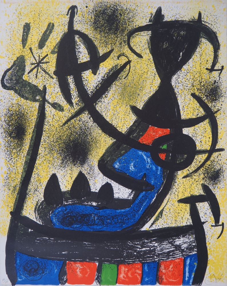 Litografia Miró - Personnage surréaliste allongé (Il Circulo de Piedra)