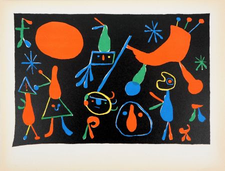 Litografia Miró - Personnages dans les étoiles