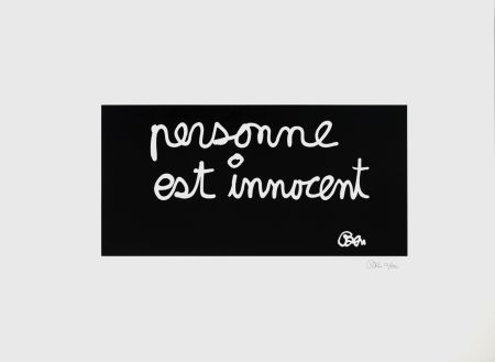 Litografia Vautier - Personne est innocent, 1995 -  Hand-signed!