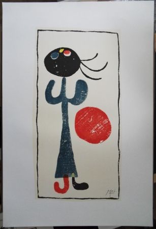 Litografia Miró - Petite fille au ballon rouge
