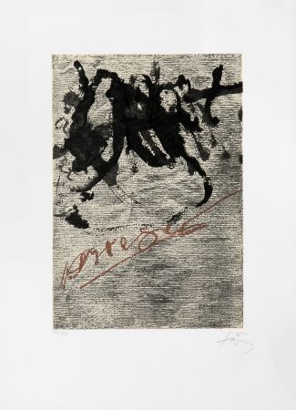 Litografia Tàpies - Petite écriture marron
