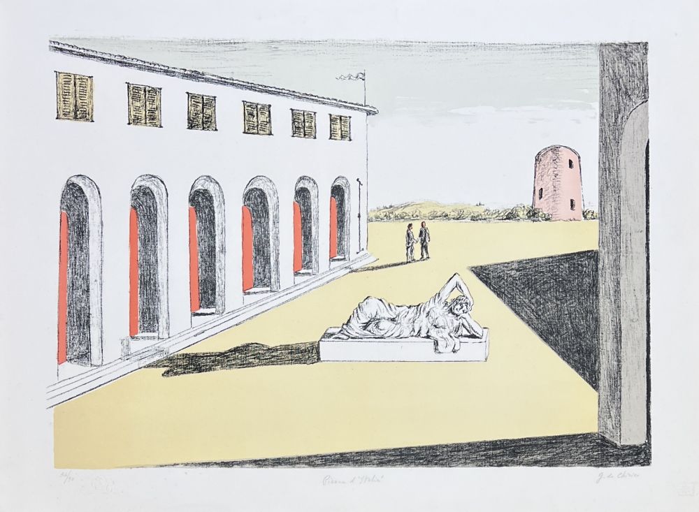 Litografia De Chirico - Piazza D'Italia 