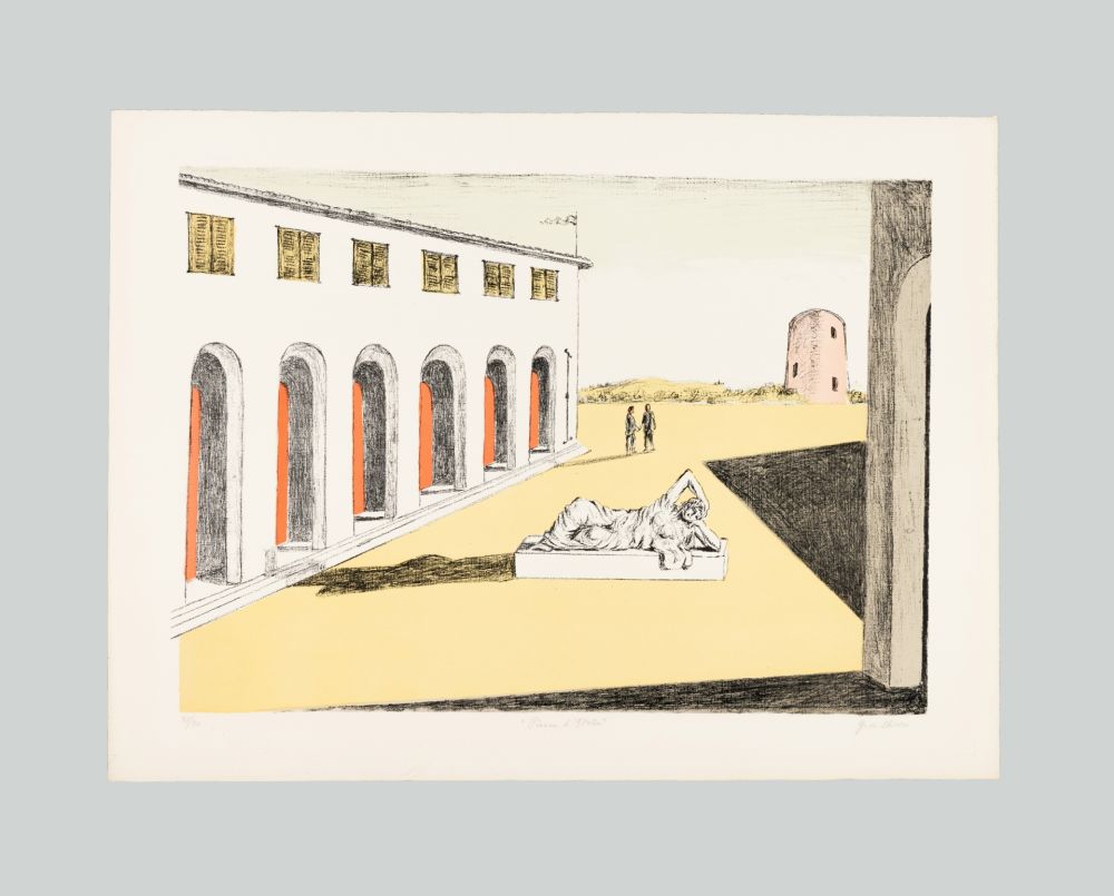 Litografia De Chirico - Piazza d'Italia