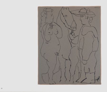 Linoincisione Picasso (After) - Picador, femme et cheval, 1962