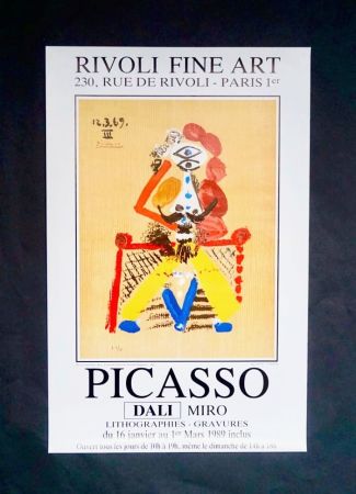 Litografia Picasso - Picasso - Dali - Miro, Rare lithographic exhibition poster, 1989 