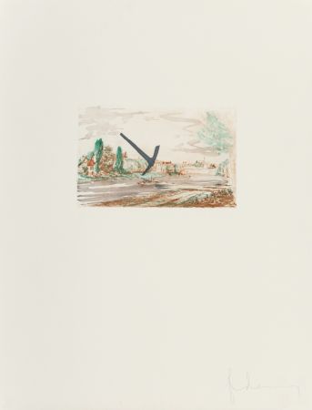 Incisione Oldenburg - Pick-Axe Superimposed on a Drawing of Site by EL Grimm