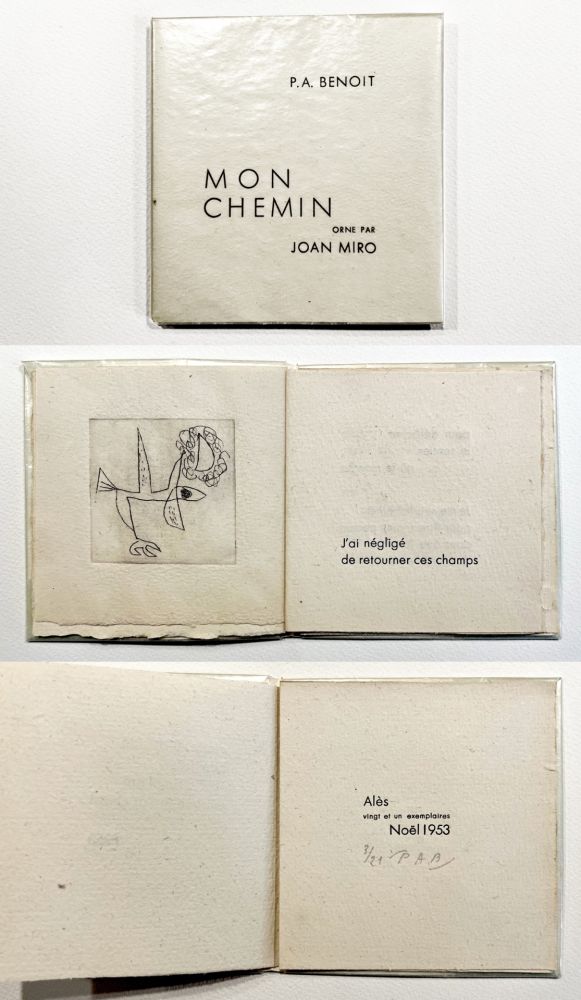 Libro Illustrato Miró - Pierre-André Benoit. MON CHEMIN. Une gravure de Joan Miró (1953)