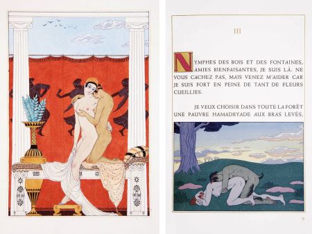 Libro Illustrato Barbier - Pierre Loüys : LES CHANSONS DE BILITIS. Seul texte véritable et complet. Imprimé à Mitylène pour les amis de Bilitis, 1929.