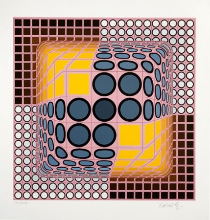 Serigrafia Vasarely - Pink Composition