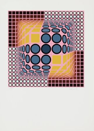 Multiplo Vasarely - Pink Composition, c