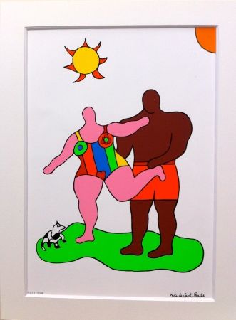 Serigrafia De Saint Phalle - Pink nana and black man