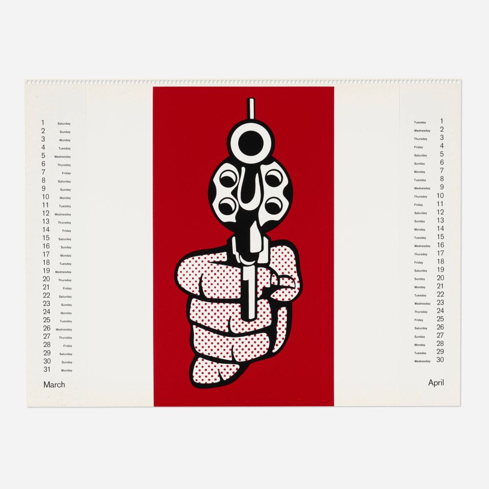 Serigrafia Lichtenstein - Pistol (from Banner, Multiples Calendar