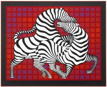 Serigrafia Vasarely - Playful Zebras