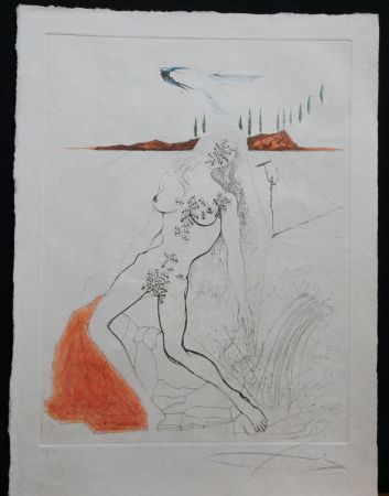 Incisione Dali - Poems Secrets Nude at The Fountain
