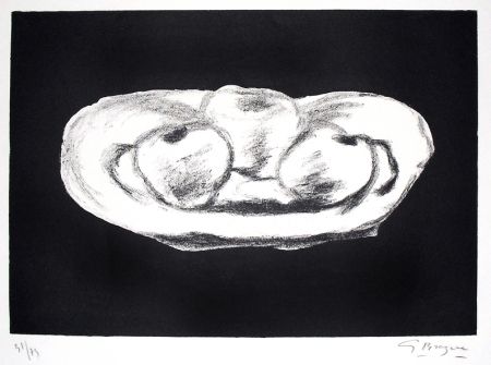 Litografia Braque - Pommes sur fond noir