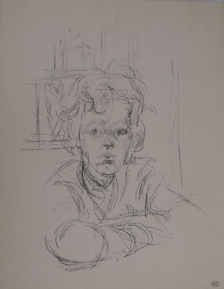 Litografia Giacometti - Portrait d'Annette (signée du cachet)