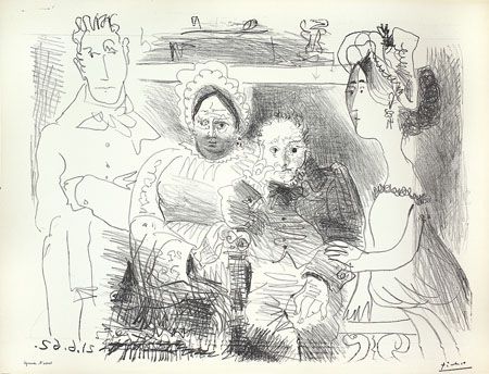 Litografia Picasso - Portrait de Famille II